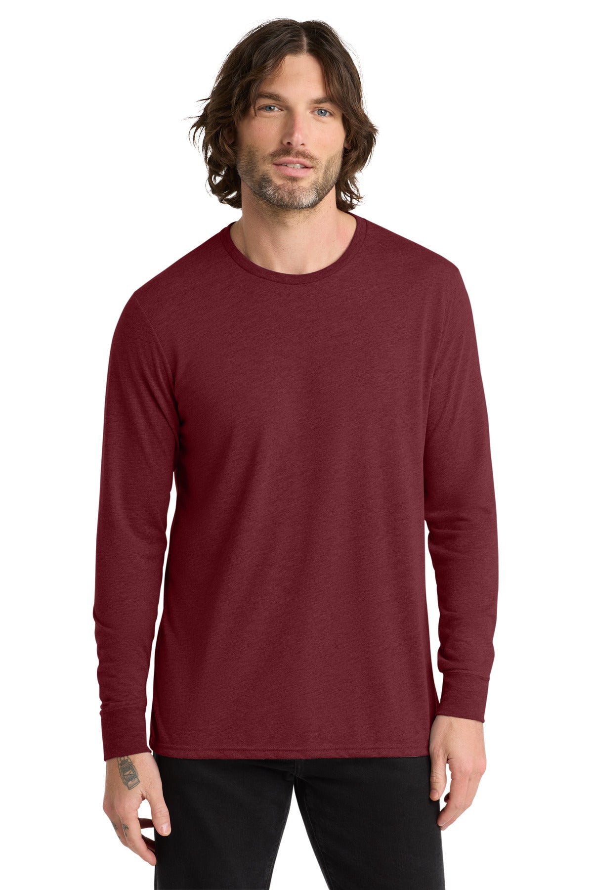 Front View of Vino Red Allmade Unisex Tri-Blend Long Sleeve Tee AL6004