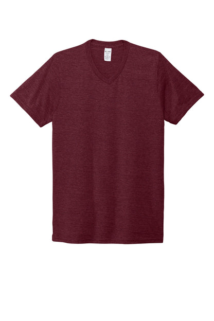 Front View of Vino Red Allmade Unisex Tri-Blend V-Neck Tee AL2014