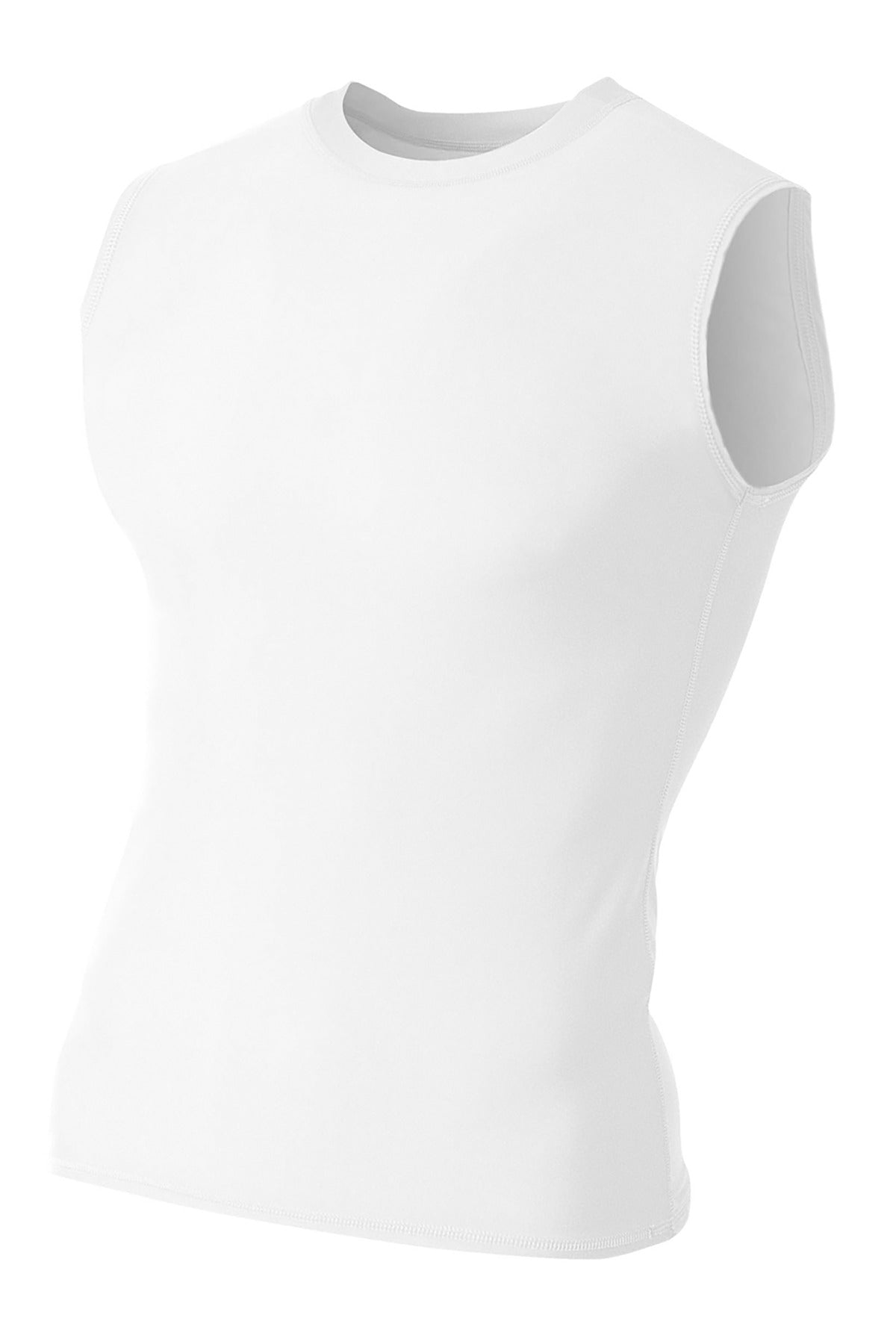 Front View of White A4 Compression Muscle Tee A4N2306