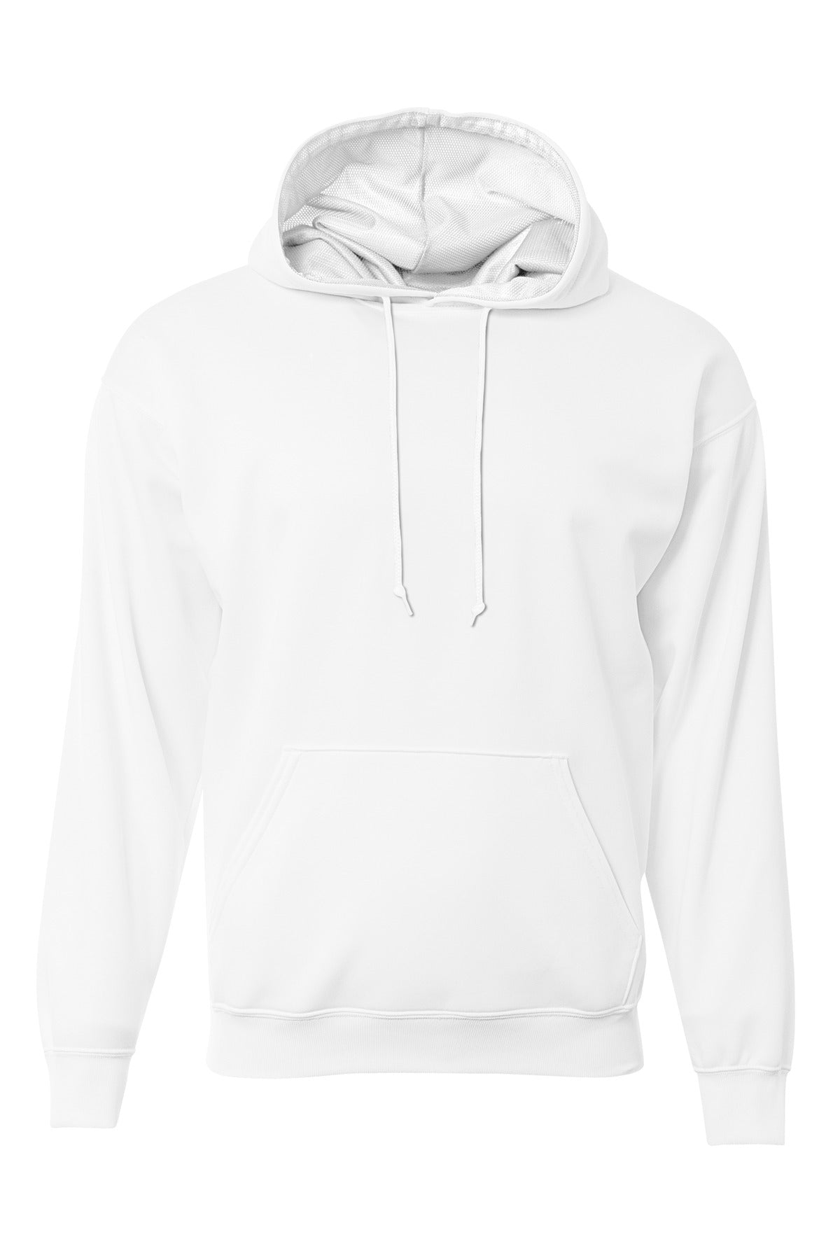 Front View of White A4 Sprint Tech Fleece Hoodie A4N4279