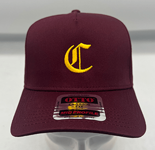 Burgundy cap with yellow 'LC' logo and Otto tag.