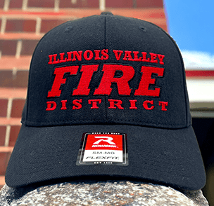 Black cap with red 'Illinois Valley Fire District' text and Richardson tag.