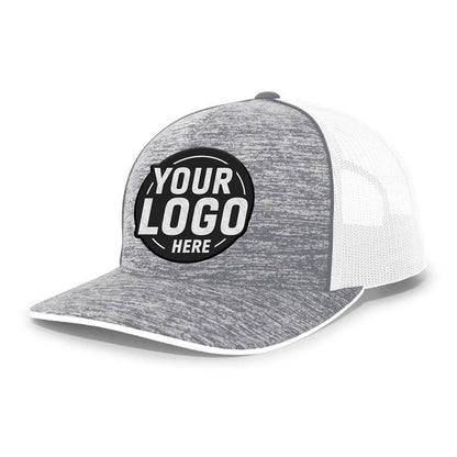Custom Embroidered Pacific Headwear 106C Aggressive Heather Trucker Snapback Cap - Flat Embroidery