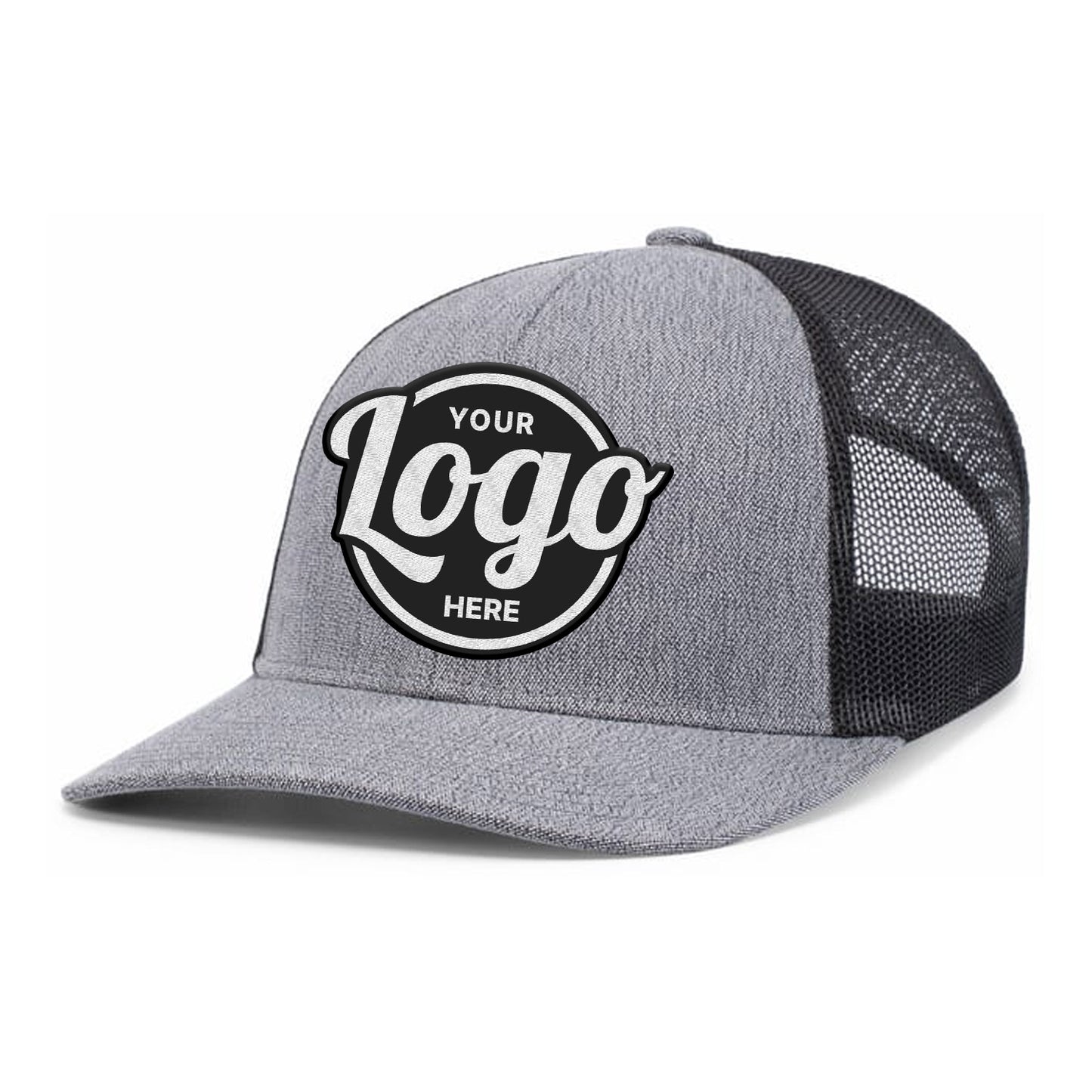 Custom Embroidered Pacific Headwear 210C Melange Heather Low-Profile Trucker Hat - Flat Embroidery