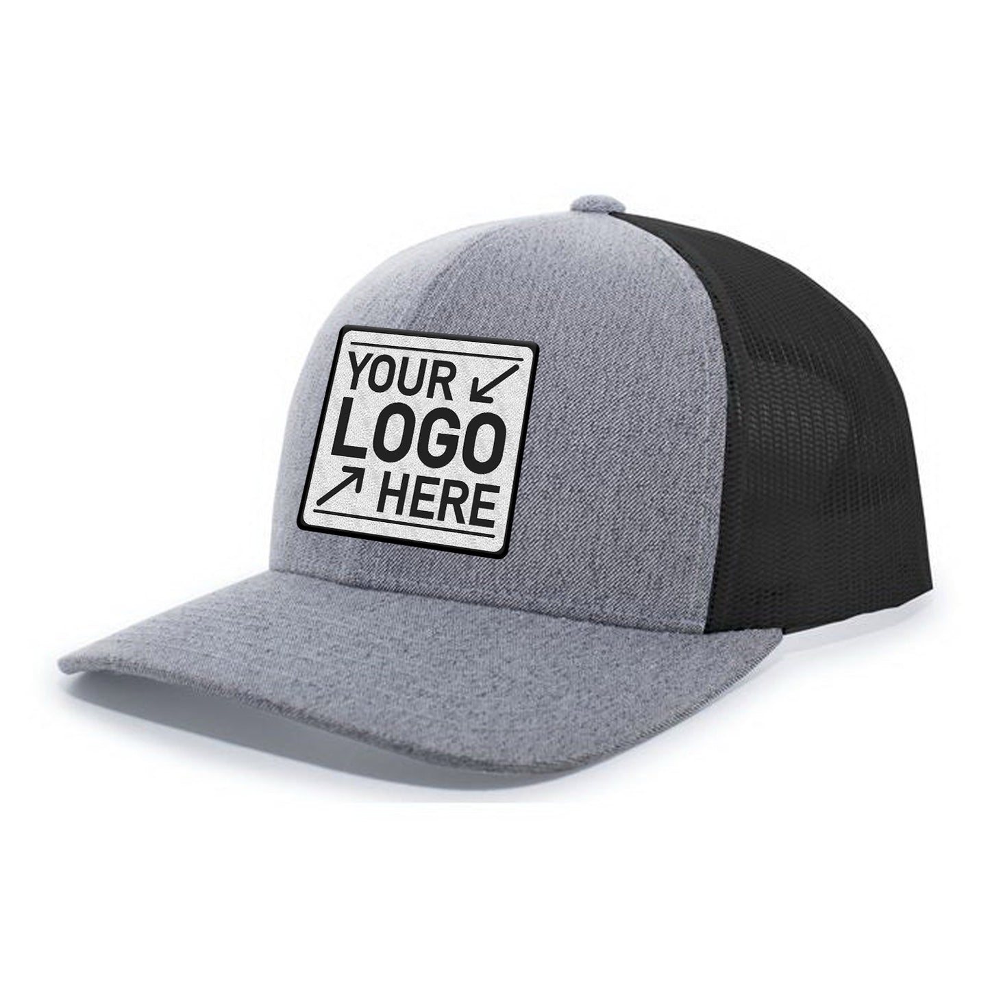 Custom Embroidered Pacific Headwear 110C Heather Trucker Snapback Cap - Flat Embroidery