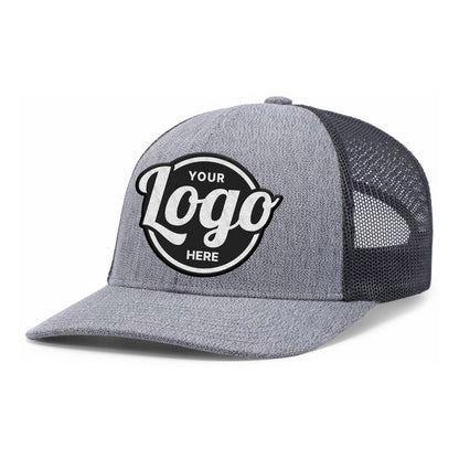 Custom Embroidered Pacific Headwear 210C Melange Heather Low-Profile Trucker Hat - Flat Embroidery