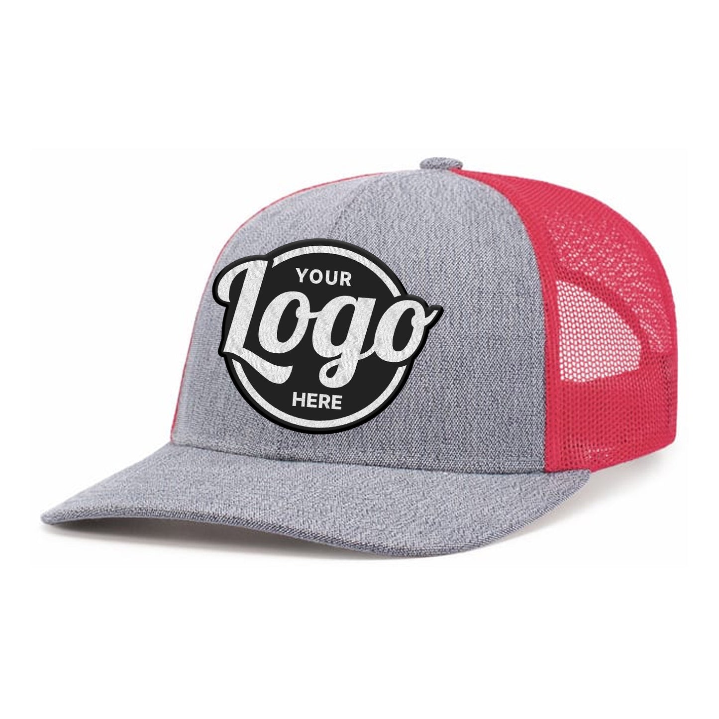 Custom Embroidered Pacific Headwear 210C Melange Heather Low-Profile Trucker Hat - Flat Embroidery