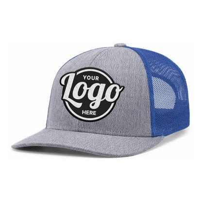 Custom Embroidered Pacific Headwear 210C Melange Heather Low-Profile Trucker Hat - Flat Embroidery