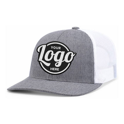 Custom Embroidered Pacific Headwear 210C Melange Heather Low-Profile Trucker Hat - Flat Embroidery