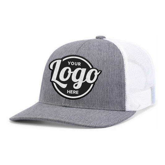 Custom Embroidered Pacific Headwear 210C Melange Heather Low-Profile Trucker Hat - Flat Embroidery