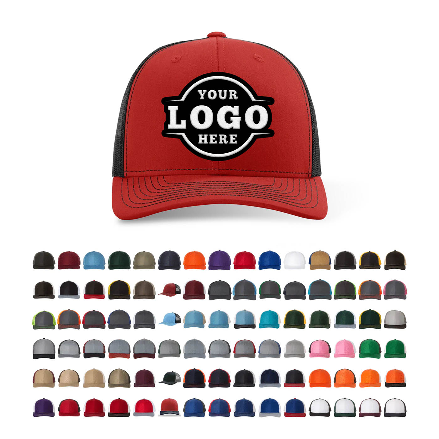 50 Hats Custom Logo Richardson 112 Trucker Hats Snapback Caps Embroidered Package Deal