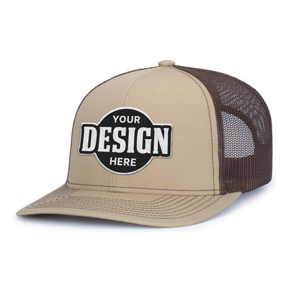 Custom Embroidered Pacific Headwear 104S Contrast Stitch Trucker Snapback Hat - Flat Embroidery