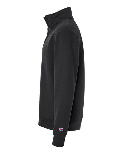 Left View of Black Powerblend® Quarter-Zip Pullover - S450