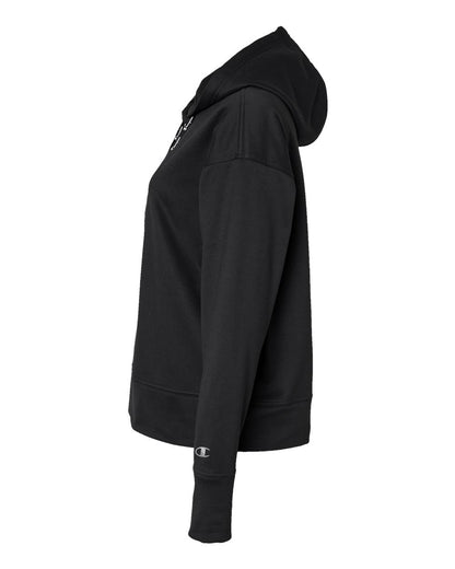 Left View of Black Women's Sport Hooded Sweatshirt - CHP100