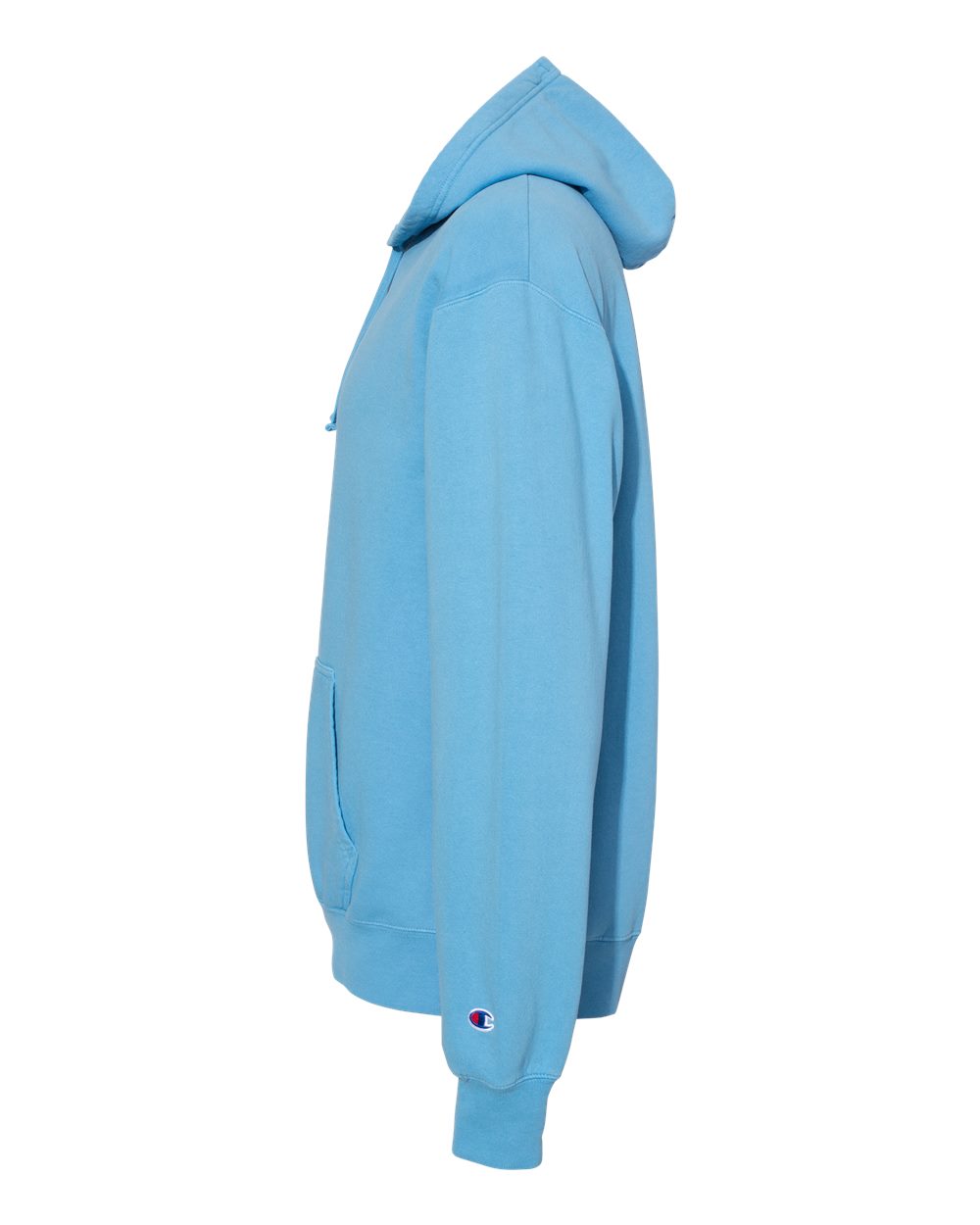 Left View of Delicate Blue Garment-Dyed Hooded Sweatshirt - CD450