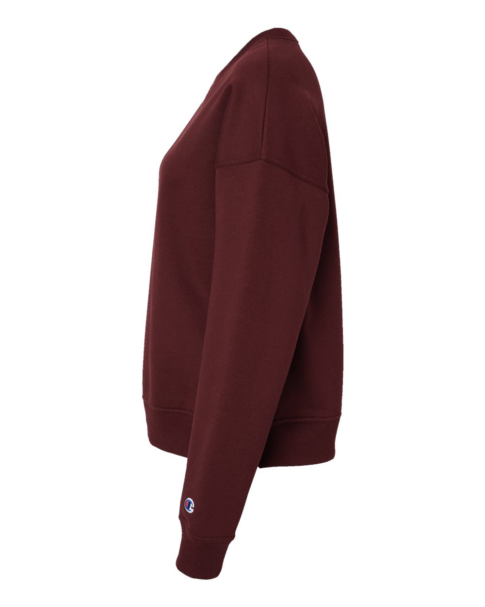 Left View of Maroon Powerblend® Women's Crewneck Sweatshirt - S650