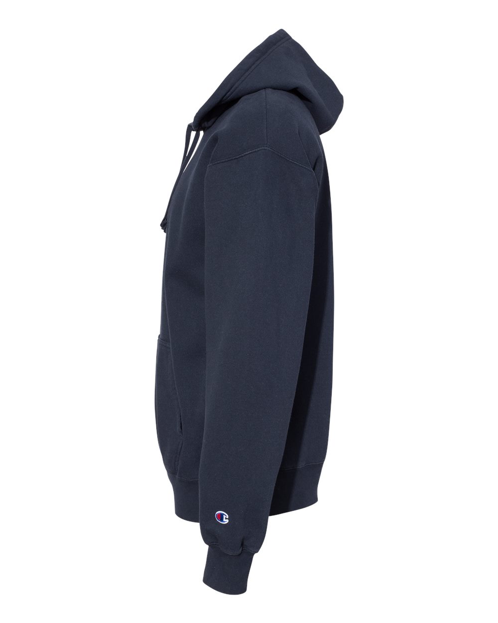 Left View of Navy Garment-Dyed Hooded Sweatshirt - CD450