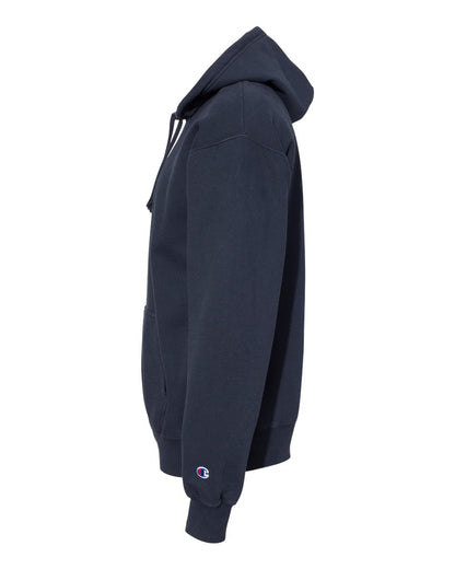 Left View of Navy Garment-Dyed Hooded Sweatshirt - CD450