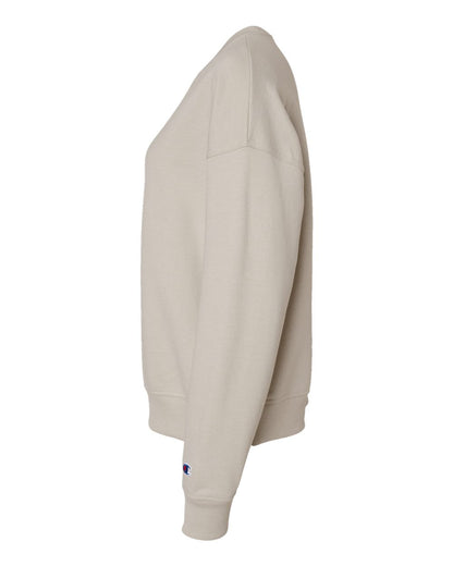 Left View of Sand Powerblend® Women's Crewneck Sweatshirt - S650