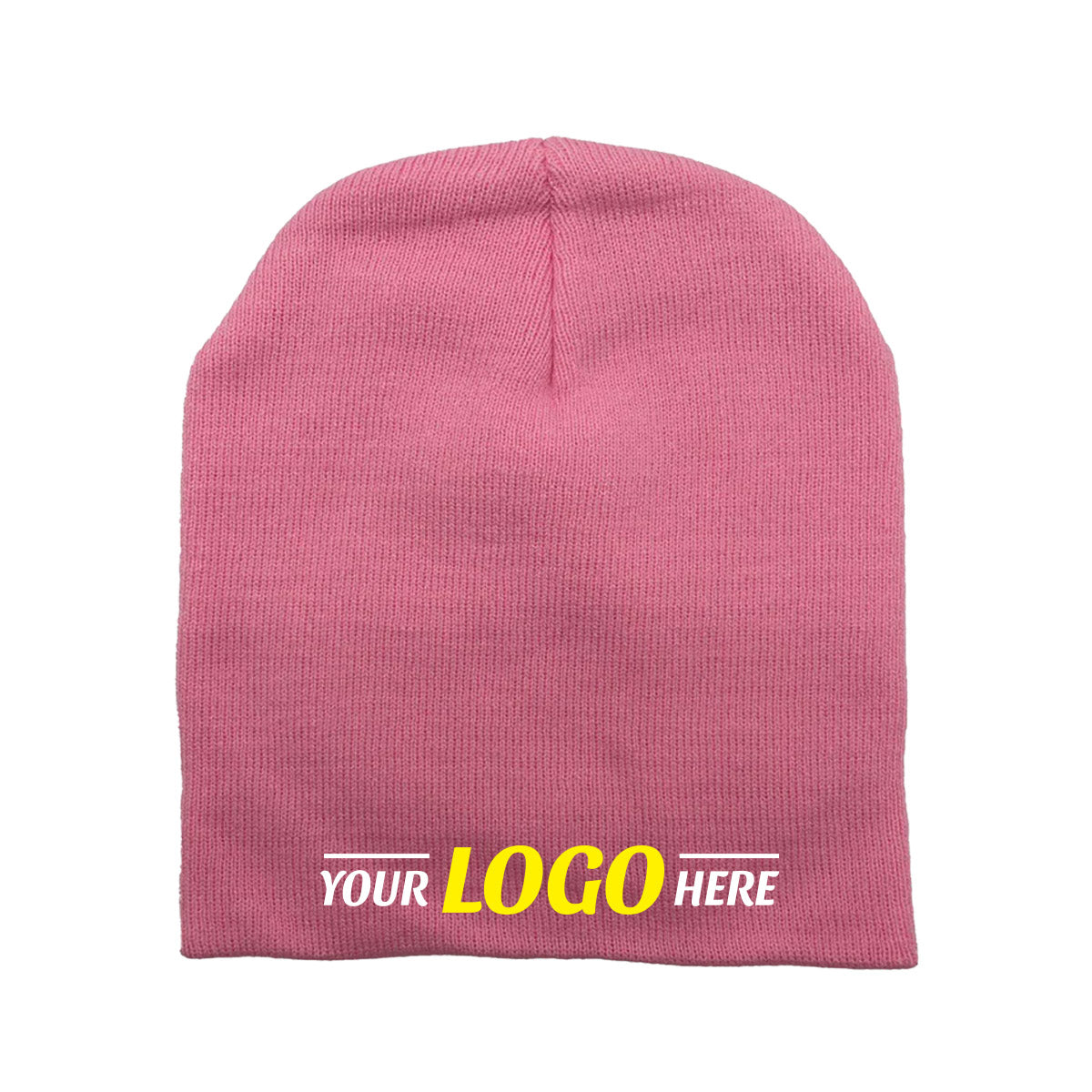 Custom Embroidered Unbranded Short Knit Beanie with Logo