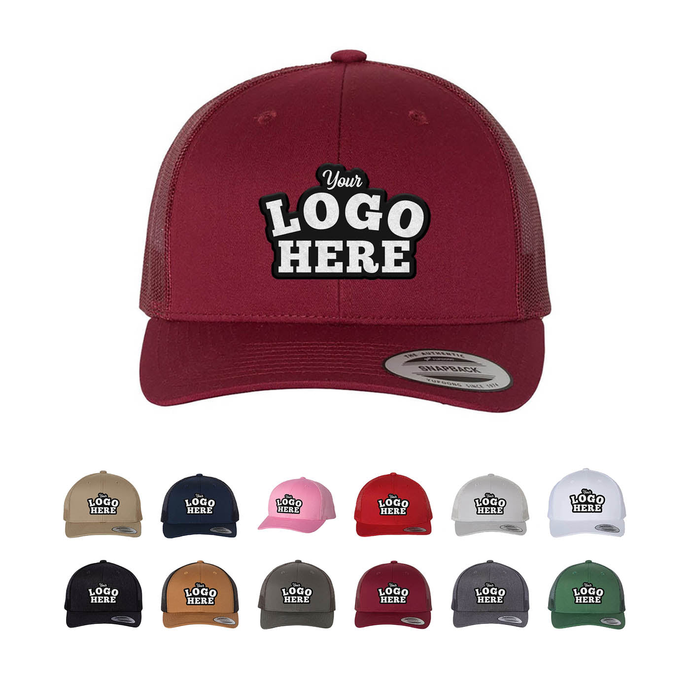 Embroidered Logo Cap UPS Style Trucker Hat - Retro Logo Embroidered Snapback With Mesh Back Structured Snapback Cap