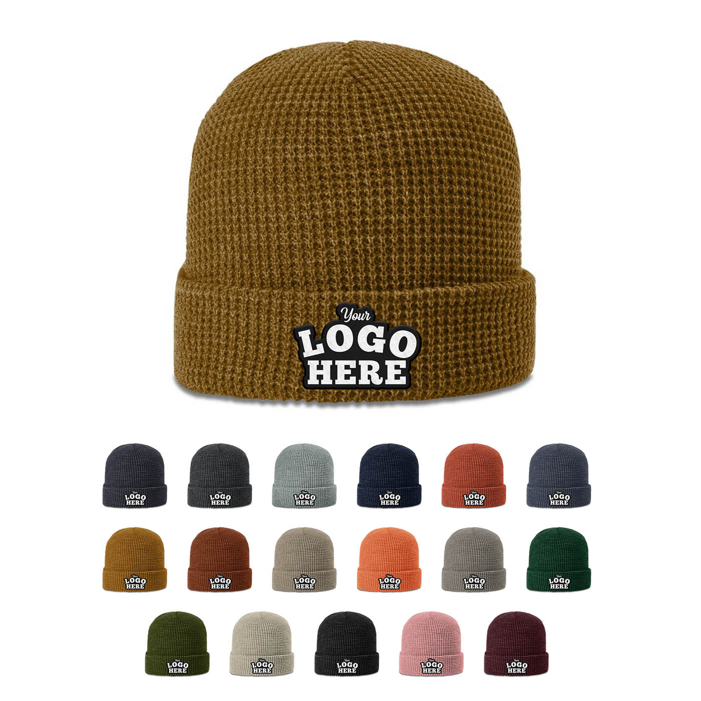 50 Hats Custom Logo Richardson 146 Waffle Knit Beanies Embroidered Package Deal