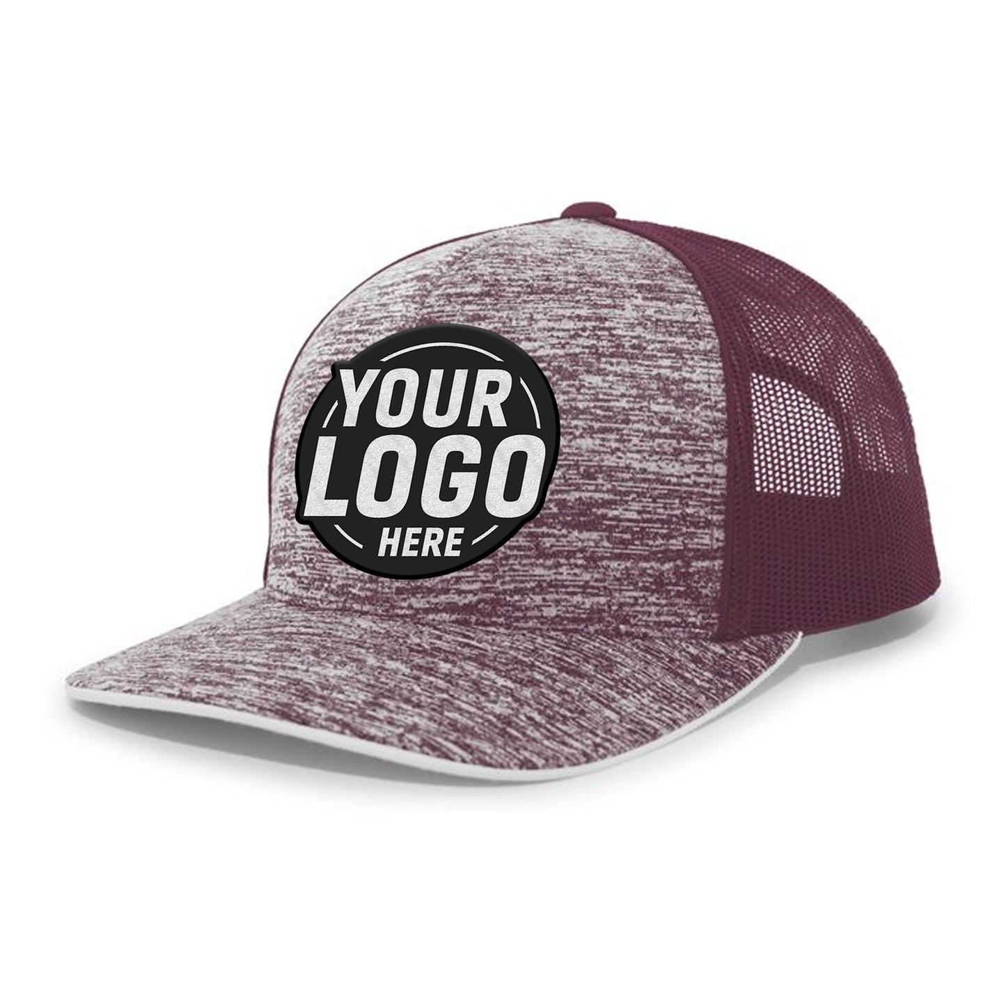 Custom Embroidered Pacific Headwear 106C Aggressive Heather Trucker Snapback Cap - Flat Embroidery