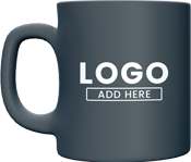 Dark gray coffee mug set against a light background for logo placement