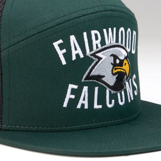 Cap with "FAIRWOOD FALCONS" in white letters and a falcon mascot embroidered