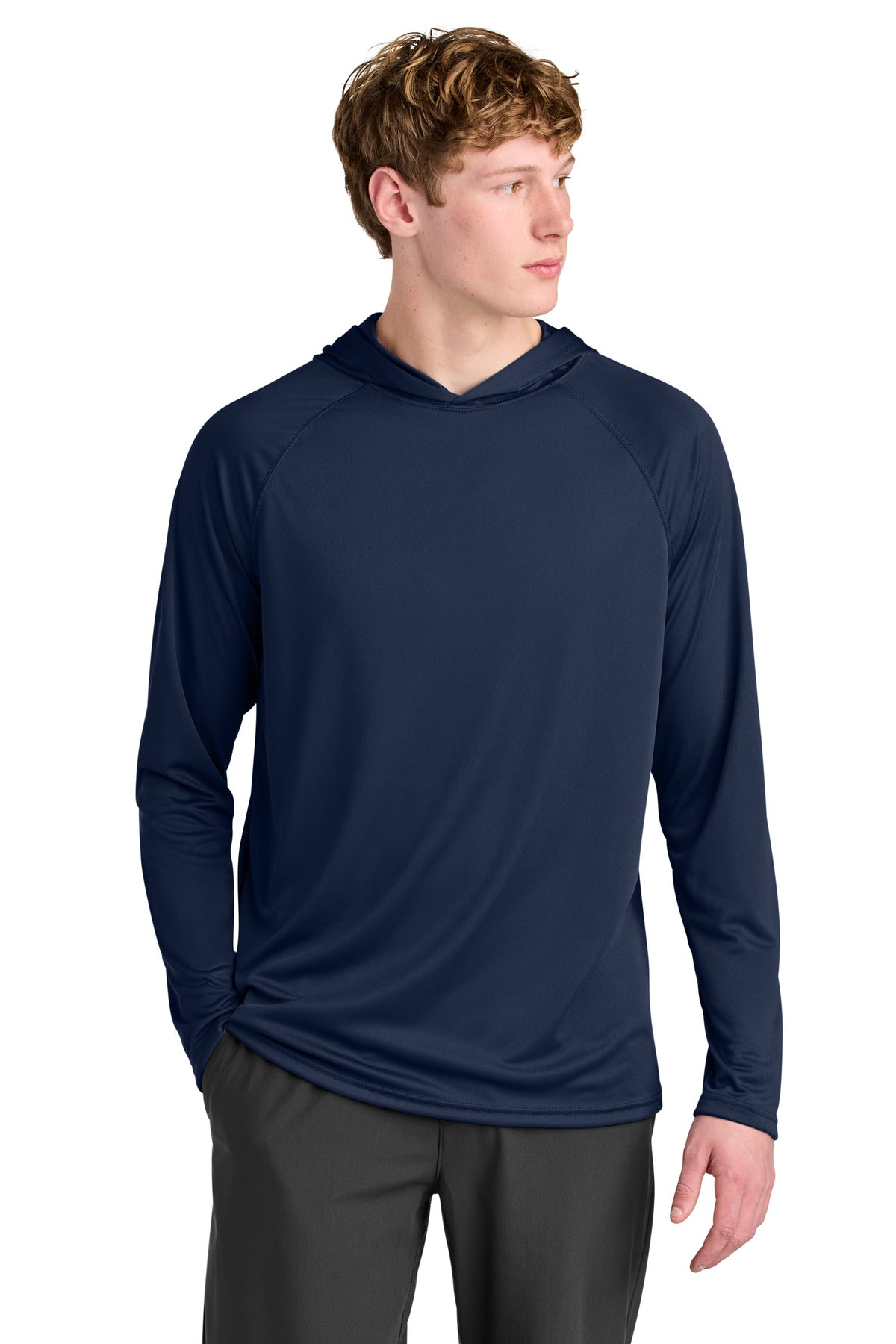 Navy A4 Cooling Performance Long Sleeve Hooded Tee A4N3409