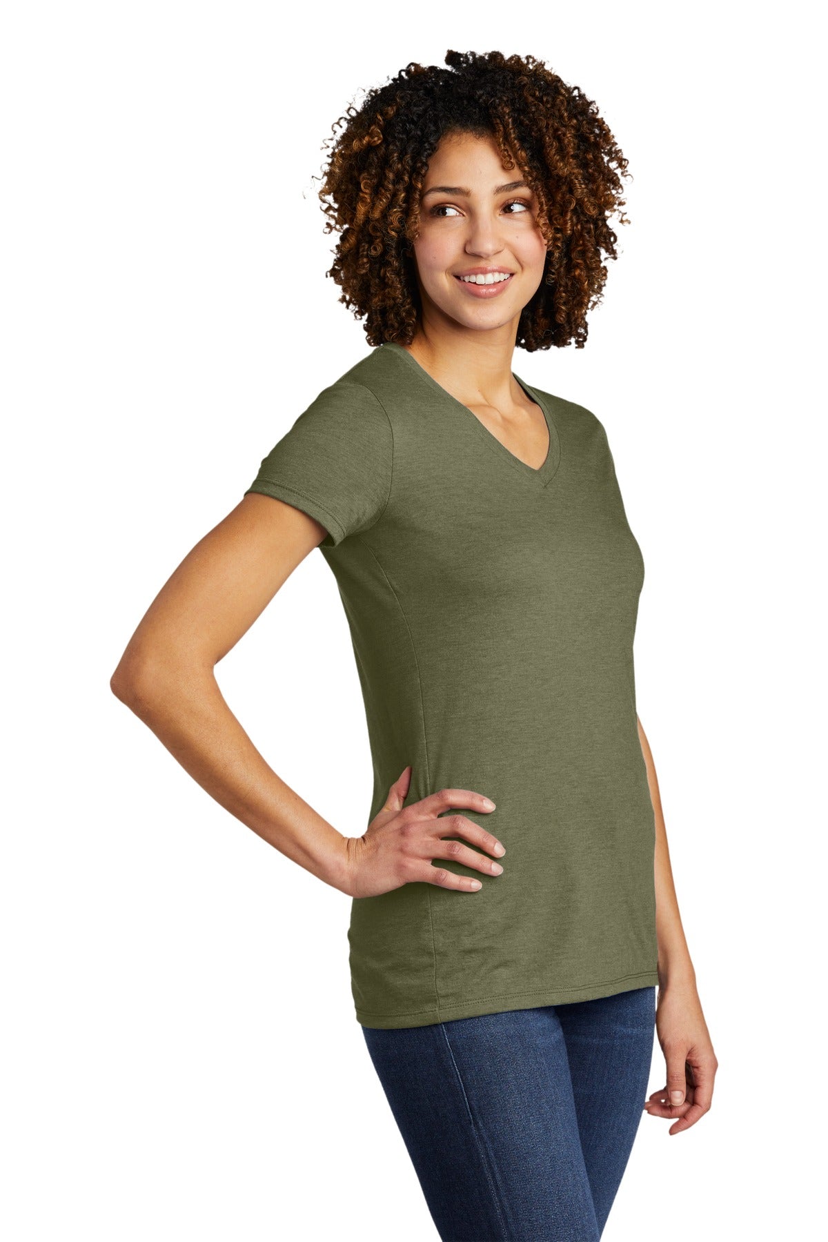 Olive You Grn Allmade Women's Tri-Blend V-Neck Tee AL2018