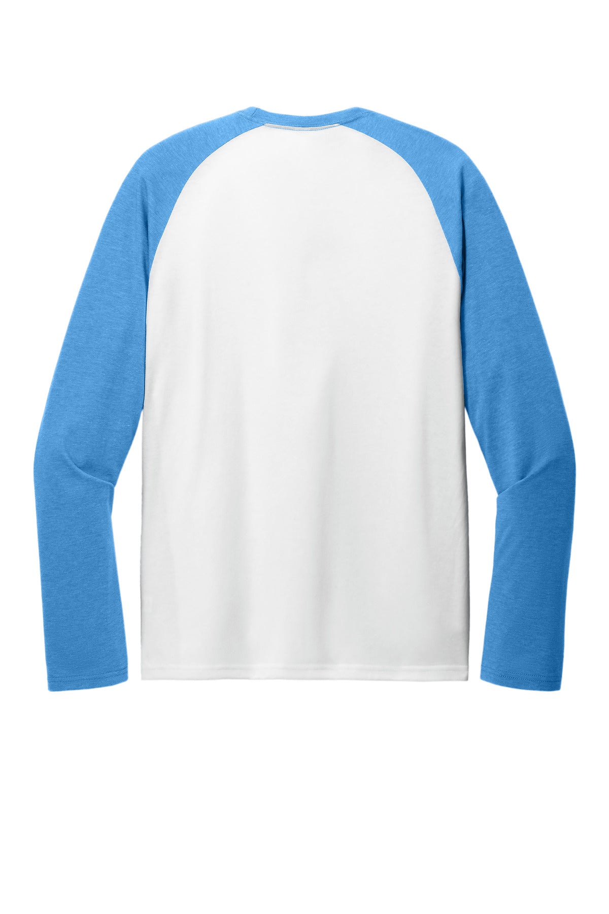 Rear View of AzrB/BtWht Allmade Unisex Tri-Blend Long Sleeve Colorblock Raglan AL6009