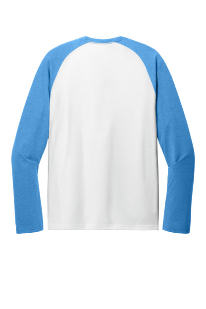 Rear View of AzrB/BtWht Allmade Unisex Tri-Blend Long Sleeve Colorblock Raglan AL6009