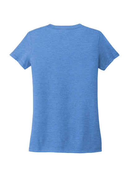 Rear View of Azure Blue Allmade Women's Tri-Blend V-Neck Tee AL2018