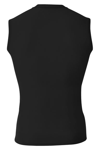 Rear View of Black A4 Compression Muscle Tee A4N2306