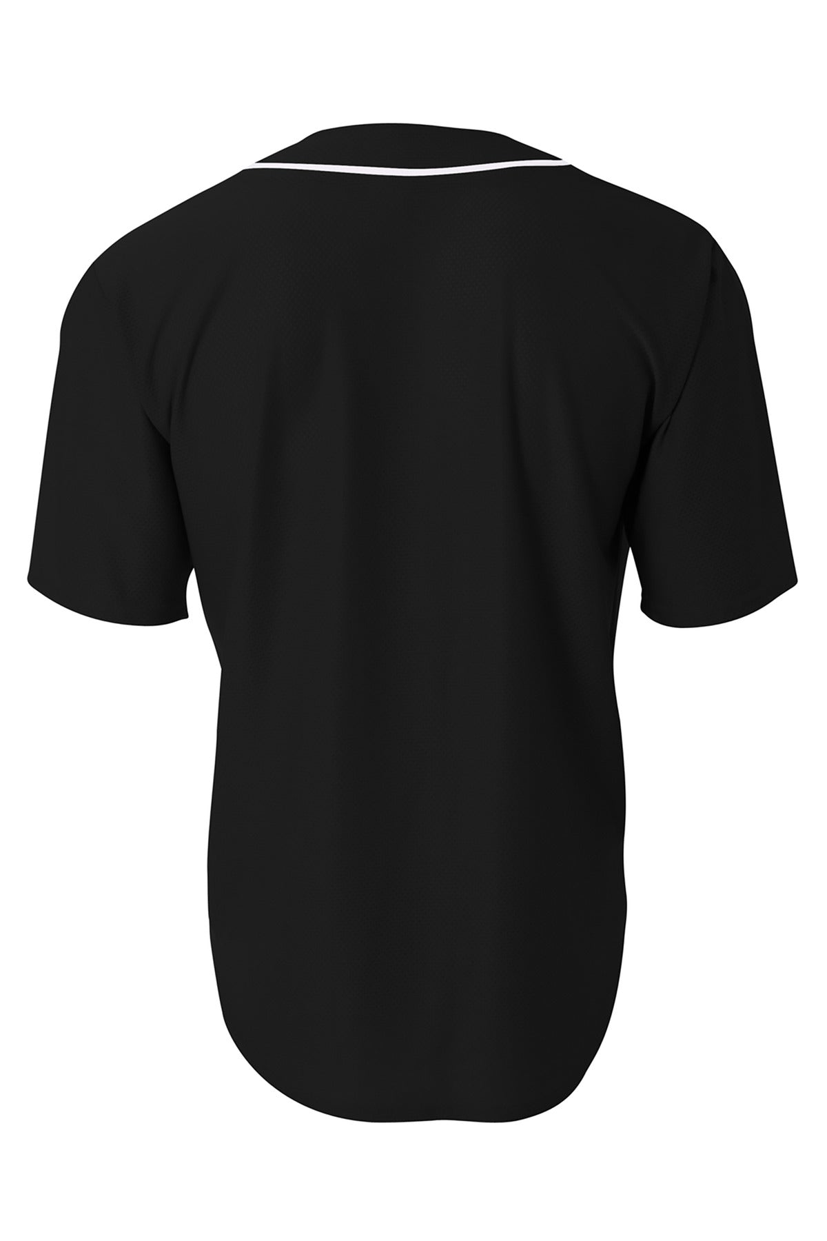 Rear View of Black A4 Short Sleeve Full-Button Baseball Top A4N4184