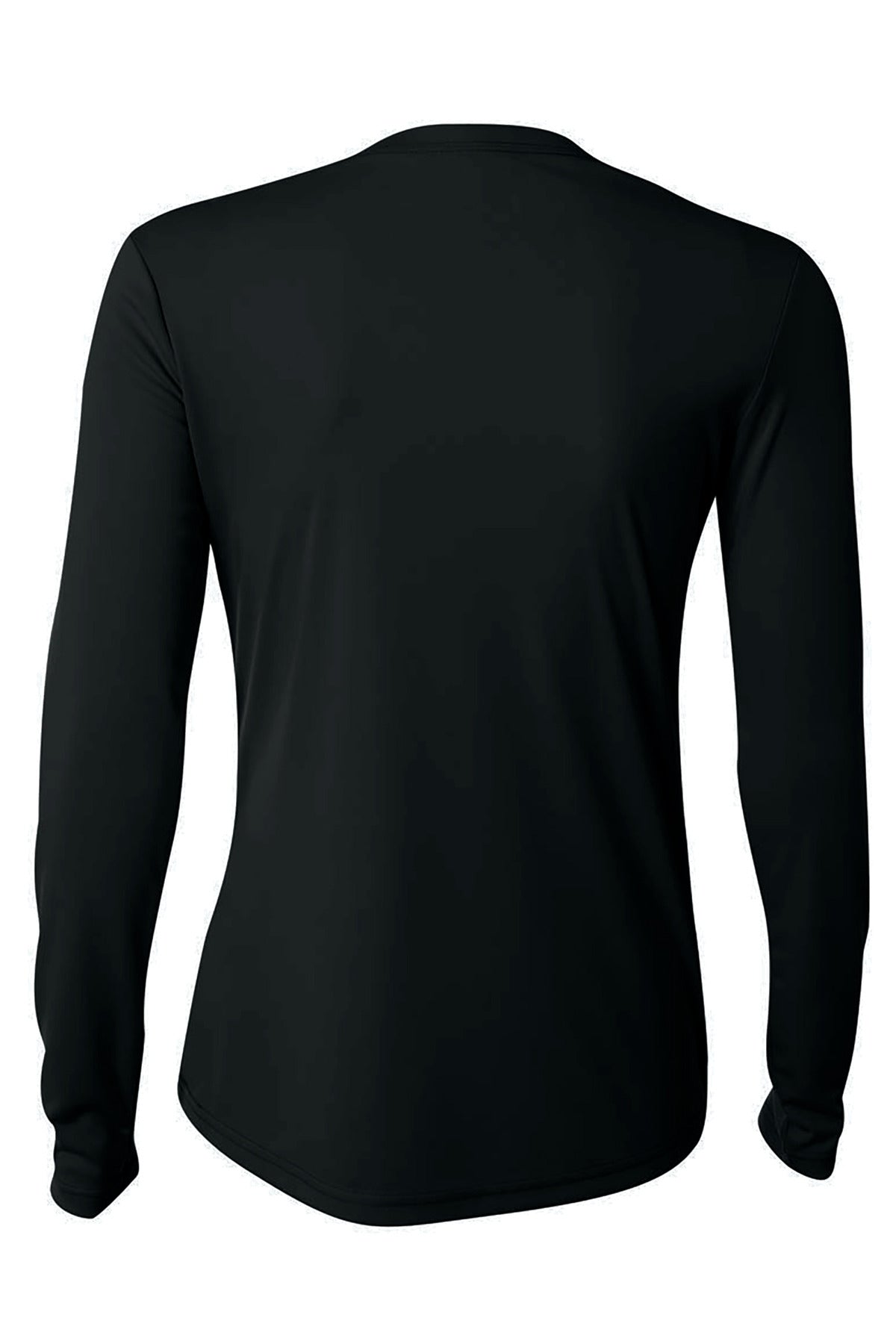 Rear View of Black A4 Women's Cooling Performance Long Sleeve Tee A4NW3002