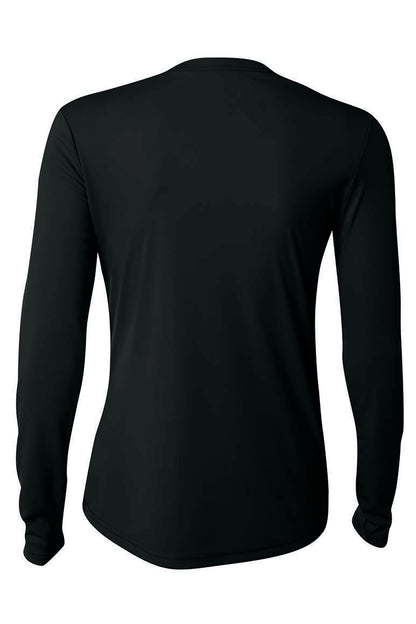 Rear View of Black A4 Women's Cooling Performance Long Sleeve Tee A4NW3002