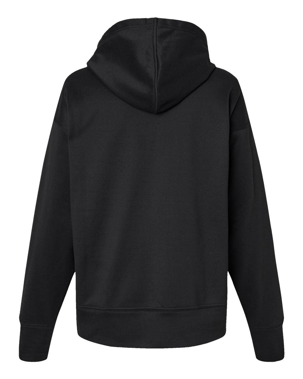 Rear View of Black Women's Sport Hooded Sweatshirt - CHP100