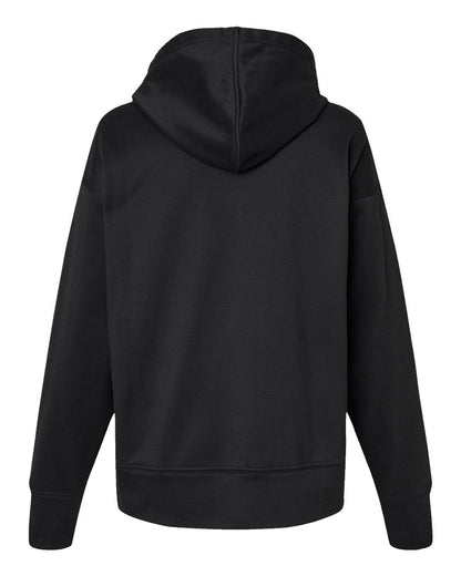 Rear View of Black Women's Sport Hooded Sweatshirt - CHP100