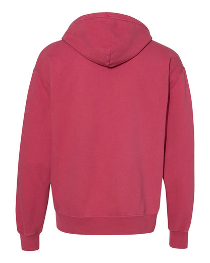 Rear View of Crimson Garment-Dyed Hooded Sweatshirt - CD450