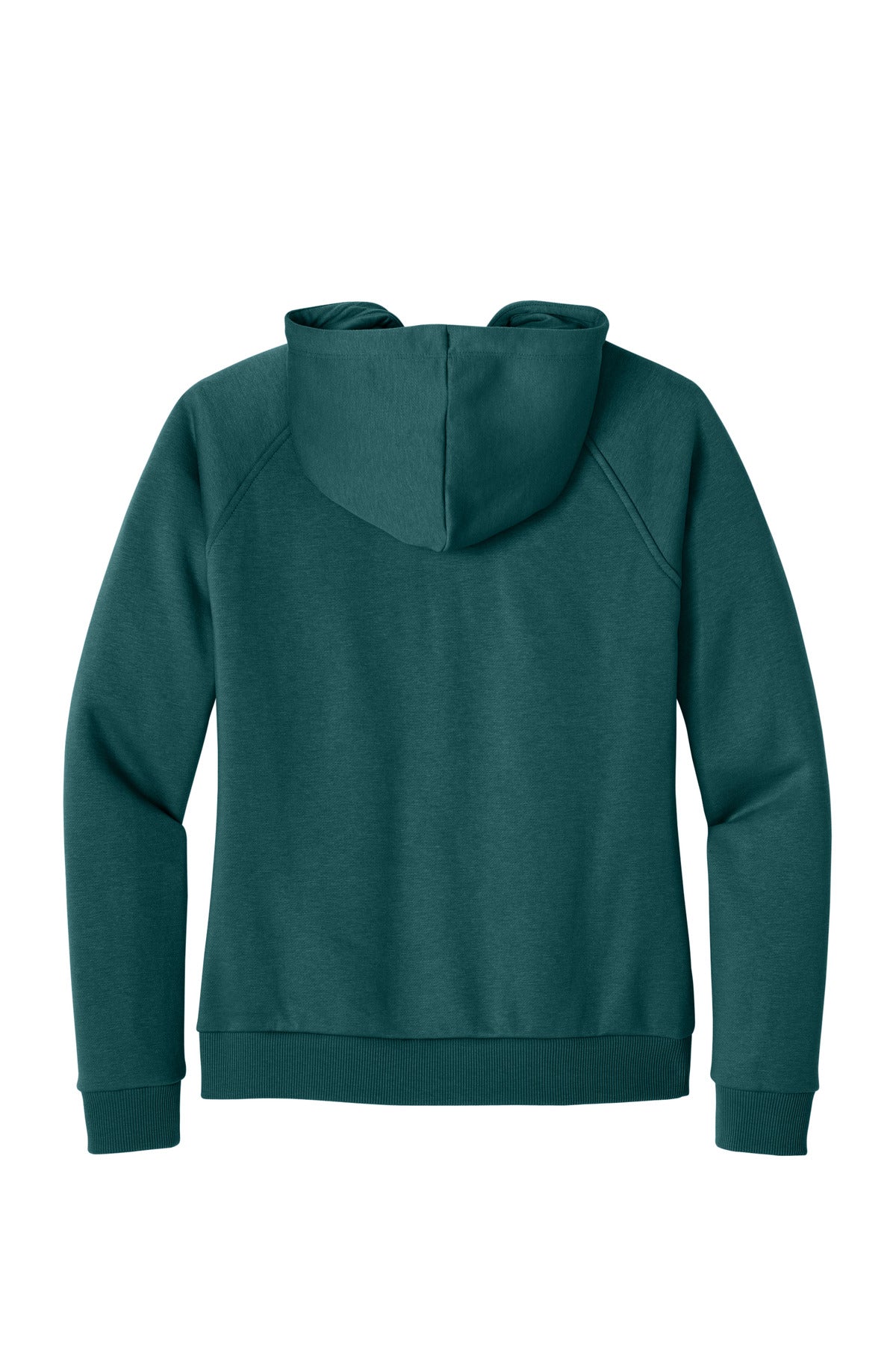 Rear View of DpSeaGreen Allmade Women's Organic CVC Fleece Full-Zip Hoodie AL5003