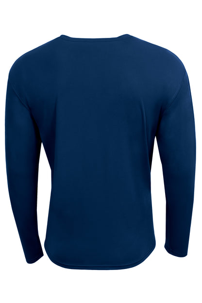 Rear View of Navy A4 AirFlex Long Sleeve Tee A4N3532