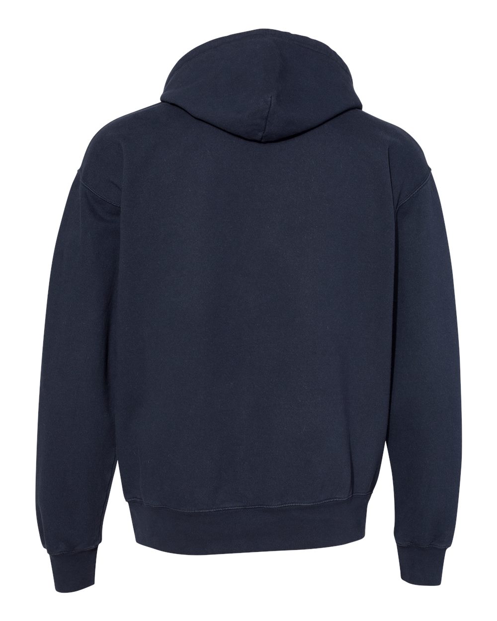 Rear View of Navy Garment-Dyed Hooded Sweatshirt - CD450