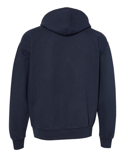 Rear View of Navy Garment-Dyed Hooded Sweatshirt - CD450