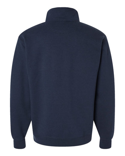 Rear View of Navy Powerblend® Quarter-Zip Pullover - S450