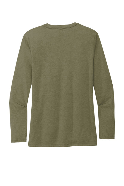 Rear View of Olive You Grn Allmade Women's Tri-Blend Long Sleeve Tee AL6008