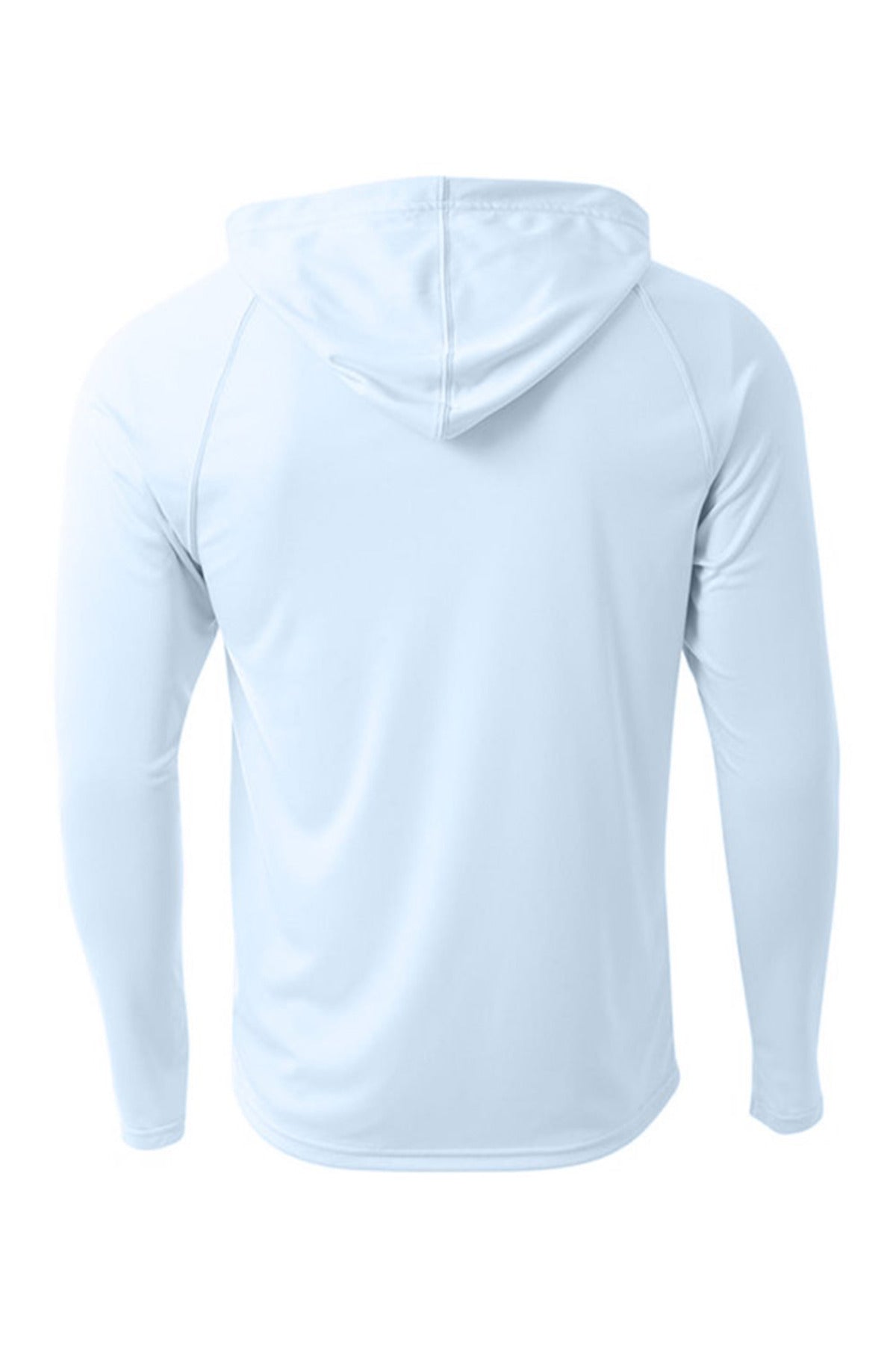 Rear View of PastelBlue A4 Cooling Performance Long Sleeve Hooded Tee A4N3409
