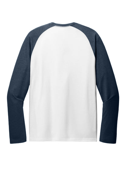 Rear View of RblBl/BtWh Allmade Unisex Tri-Blend Long Sleeve Colorblock Raglan AL6009