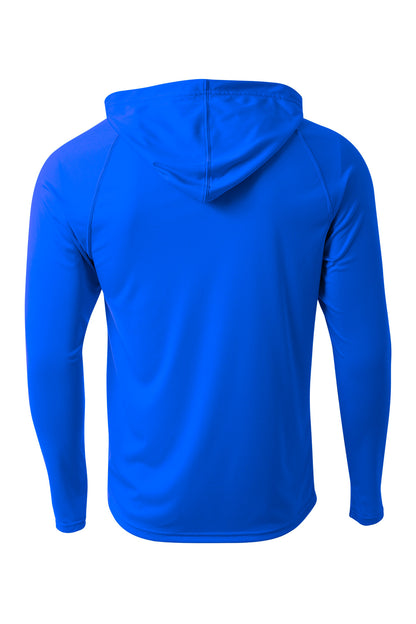 Rear View of Royal A4 Cooling Performance Long Sleeve Hooded Tee A4N3409
